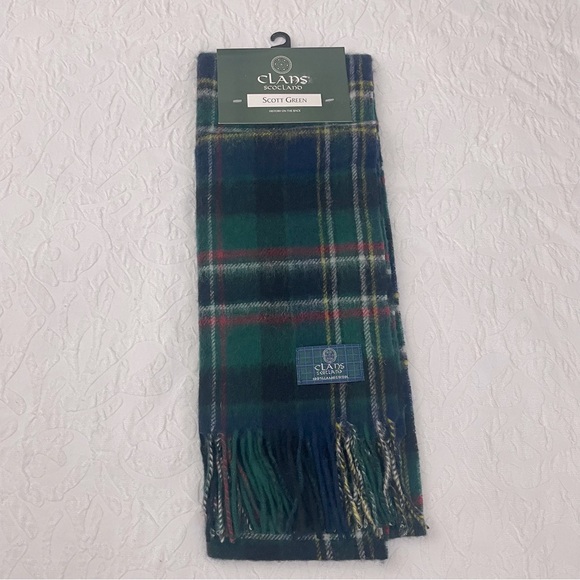 Clans Scotland Scott Green 100% Lambswool Scarf - Picture 3 of 7
